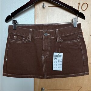 Brandy Melville Brown Denim Mini Skirt